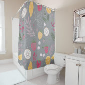 Modern Grijs Fruit & Bloemen Douchegordijn – Chic  (In situ)
