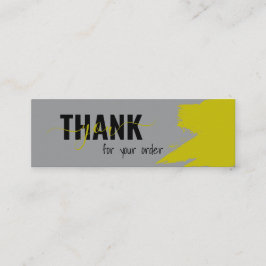 Modern Grijs Geel Geschreven Bedankt Mini Visitekaartje