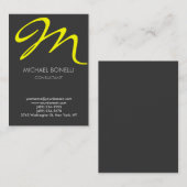 Modern grijs geel script monogram visitekaartje (Voorkant / Achterkant)