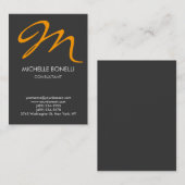 Modern grijs geel script monogram visitekaartje (Voorkant / Achterkant)