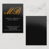 Modern grijs geel script monogram visitekaartje (Voorkant / Achterkant)