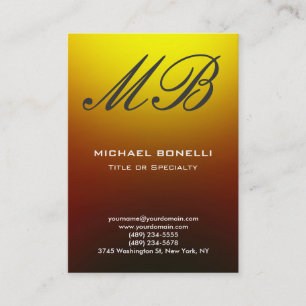 Modern grijs geel script monogram visitekaartje