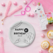 Modern Grijs Gelukkige Verjaardag Elk Jaar Custom Papieren Bordje (Feest)