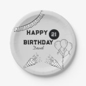 Modern Grijs Gelukkige Verjaardag Elk Jaar Custom Papieren Bordje (Voorkant)