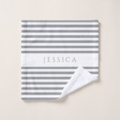 Modern grijs gestreept patroon bad handdoek (Wasdoekje)