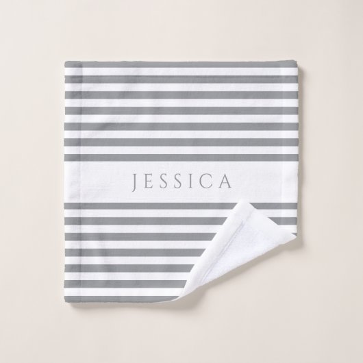 Modern grijs gestreept patroon bad handdoek (Wasdoekje)