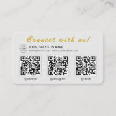 Modern Grijs Goud 3 QR Code Multi Social Visitekaartje (Voorkant)