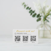 Modern Grijs Goud 3 QR Code Multi Social Visitekaartje (Staand voorkant)