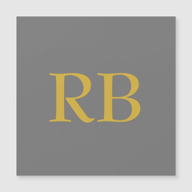 Modern Grijs Goud Kleur Monogram Initialen (Voorkant)