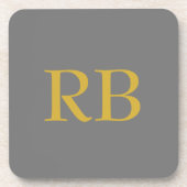Modern Grijs Goud Kleur Monogram Initialen Bier Onderzetter (Voorkant)