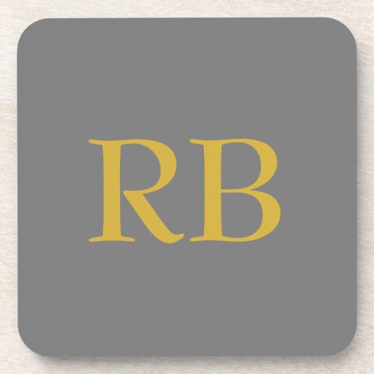 Modern Grijs Goud Kleur Monogram Initialen Bier Onderzetter (Voorkant)