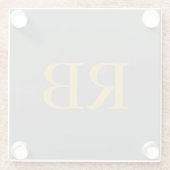 Modern Grijs Goud Kleur Monogram Initialen Glazen Onderzetter (Achterkant)