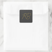 Modern Grijs Goud Kleur Monogram Initialen Vierkante Sticker (Tas)