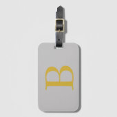 Modern Grijs Goud Kleur Monogram Naam toevoegen In Bagagelabel (Voorkant (verticaal))