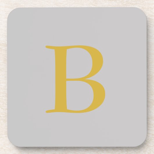 Modern Grijs Goud Kleur Monogram Naam toevoegen In Bier Onderzetter (Voorkant)
