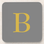 Modern Grijs Goud Kleur Monogram Naam toevoegen In Bier Onderzetter (Voorkant)