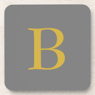 Modern Grijs Goud Kleur Monogram Naam toevoegen In Bier Onderzetter