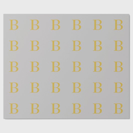 Modern Grijs Goud Kleur Monogram Naam toevoegen In Cadeaupapier (Vlak)