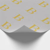Modern Grijs Goud Kleur Monogram Naam toevoegen In Cadeaupapier (Hoek)