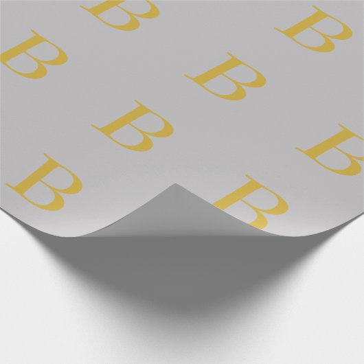 Modern Grijs Goud Kleur Monogram Naam toevoegen In Cadeaupapier (Hoek)