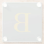 Modern Grijs Goud Kleur Monogram Naam toevoegen In Glazen Onderzetter (Achterkant)