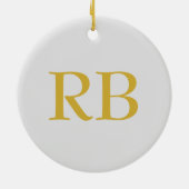 Modern Grijs Goud Kleur Monogram Naam toevoegen In Keramisch Ornament (Achterkant)