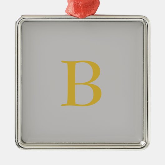 Modern Grijs Goud Kleur Monogram Naam toevoegen In Metalen Ornament (Voorkant)