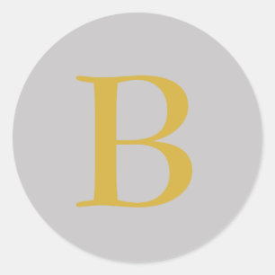 Modern Grijs Goud Kleur Monogram Naam toevoegen In Ronde Sticker