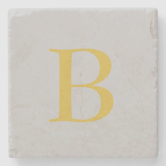 Modern Grijs Goud Kleur Monogram Naam toevoegen In Stenen Onderzetter (Voorkant)