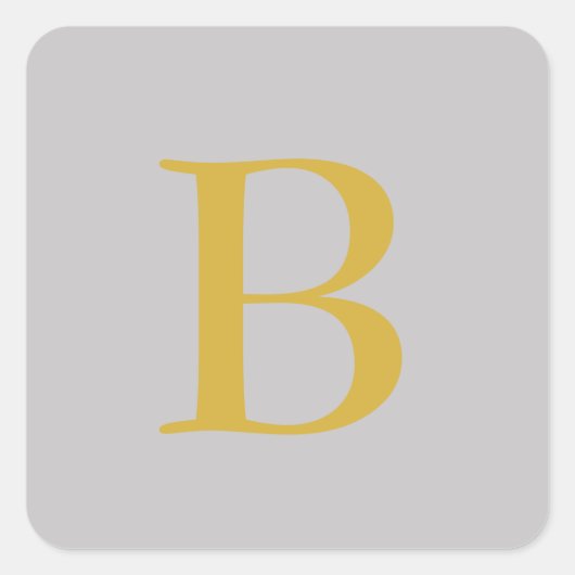 Modern Grijs Goud Kleur Monogram Naam toevoegen In Vierkante Sticker (Voorkant)