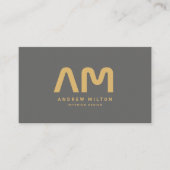 Modern grijs goud monogram visitekaartje (Voorkant)