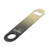 Modern grijs goud ombre glitter blok speed flessenopener (Voorkant Gekanteld)
