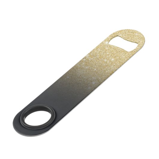 Modern grijs goud ombre glitter blok speed flessenopener (Achterkant Gekanteld)