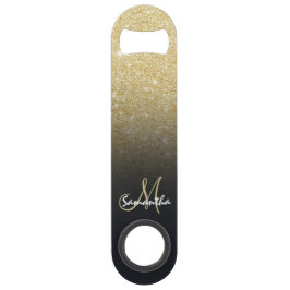 Modern grijs goud ombre glitter blok speed flessenopener