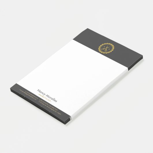 Modern Grijs Goud & Wit Haarstylist Schaar Logo Post-it® Notes (Schuin)