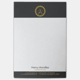 Modern Grijs Goud & Wit Haarstylist Schaar Logo Post-it® Notes