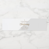 Modern grijs gouden doopschrift dank u waterfles etiket (Enkel label)