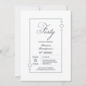 Modern grijs grens 40e verjaardag partij kaart (Voorkant)