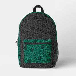 Modern Grijs Groen Bloemen Paisley Patroon Naam to Bedrukte Rugzak