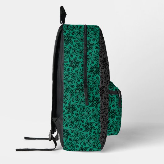 Modern Grijs Groen Bloemen Paisley Patroon Naam to Bedrukte Rugzak (Links)