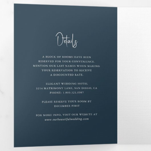 Modern grijs handgeschreven script elegante bruilo drieluik uitnodiging (Binnenzijde eerst)