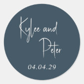 Modern grijs handgeschreven script elegante bruilo ronde sticker (Voorkant)