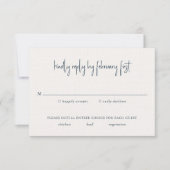 Modern grijs handgeschreven script elegante bruilo RSVP kaartje (Voorkant)