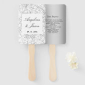 Modern grijs huwelijksprogramma handwaaier (Voorkant en achterkant)