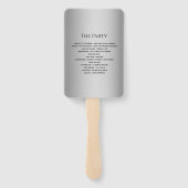 Modern grijs huwelijksprogramma handwaaier (Achterkant)