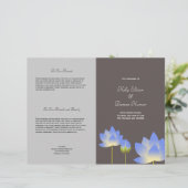 modern grijs huwelijksprogramma met blauwe lotusbl (Staand voorkant)