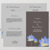 modern grijs huwelijksprogramma met blauwe lotusbl (Voorkant / Achterkant)