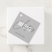 Modern grijs kerstscript bedankjes labels (In situ)