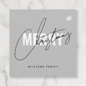 Modern grijs kerstscript bedankjes labels (Achterkant)