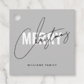 Modern grijs kerstscript bedankjes labels (Voorkant)